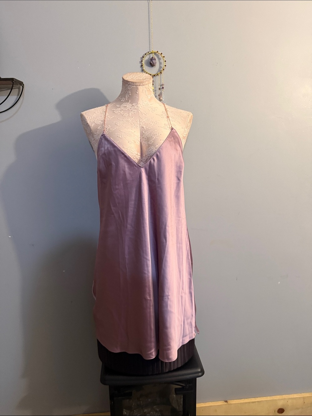 Victoria's Secret Lavender jeweled  Satin Slip Chemise